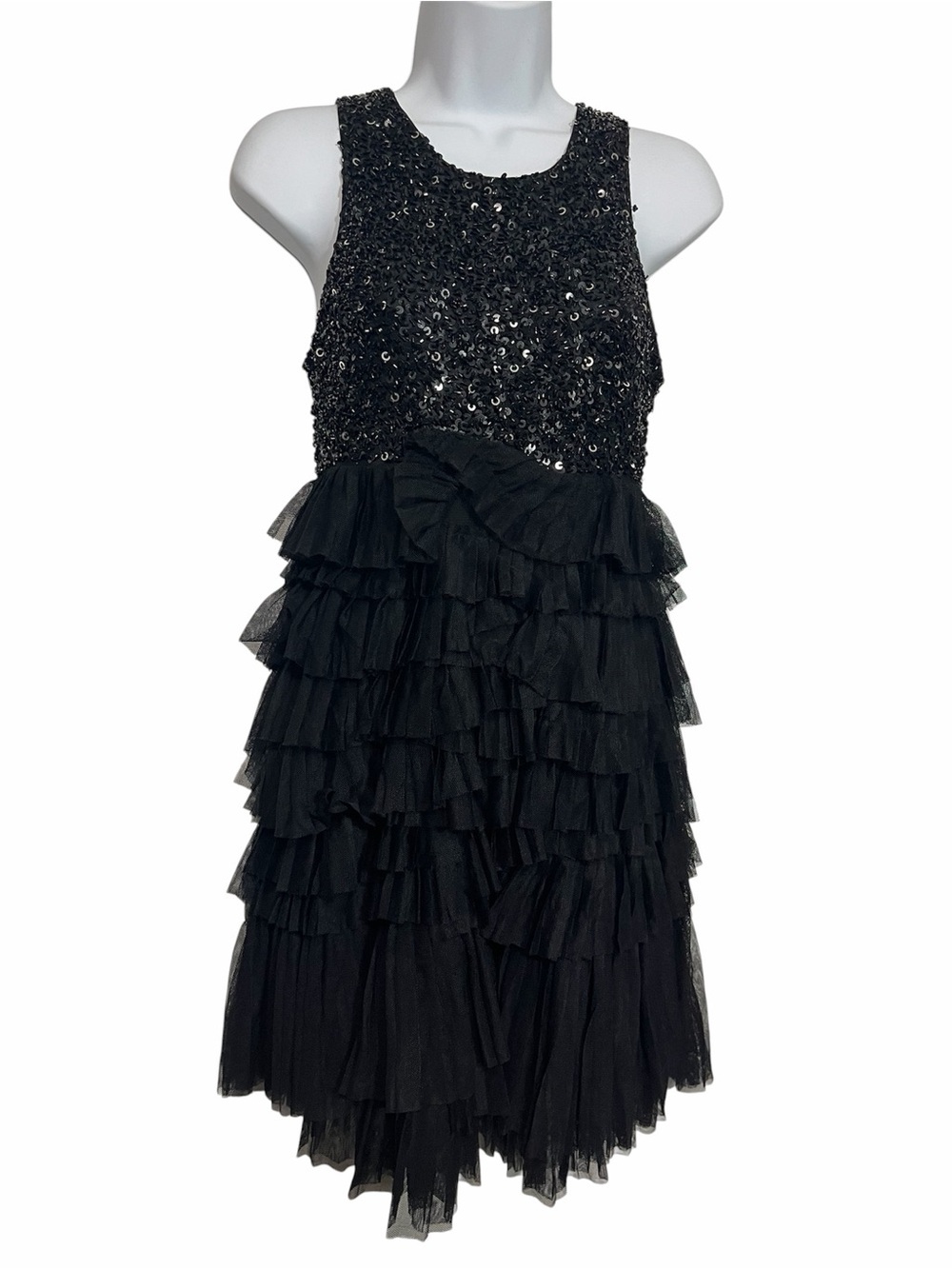 Miss Me Couture Sequin Bodice Ruffle Tiered Cocktail Dress Size Medium Party